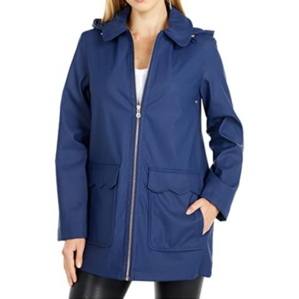 Kate Spade Zip Front Matte Rain Coat With Hood Nwt Size S